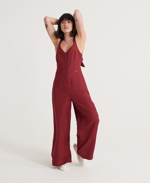 Superdry Eden Linen Jumpsuit Női Ruhák Rózsaszín | ADLMG2169